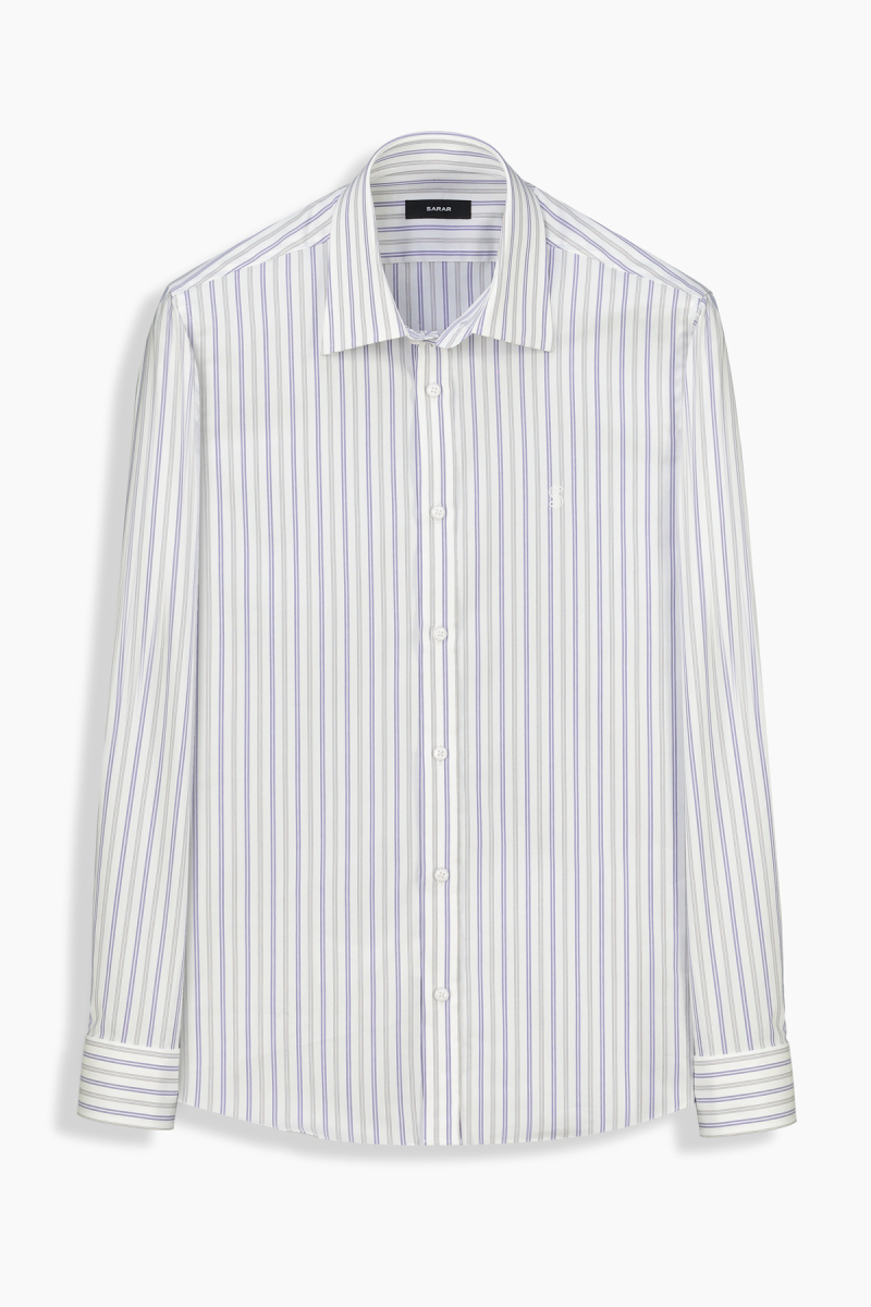 Kent Çizgili Lila Gömlek - 1