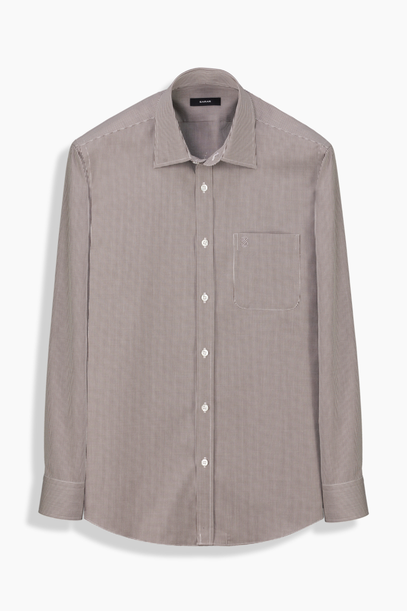 Kent Kahverengi Kareli Cepli Gömlek - 1