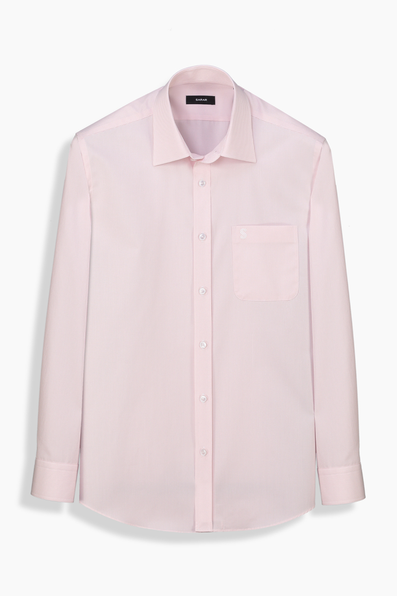 Kent Kareli Cepli Pembe Gömlek - 1