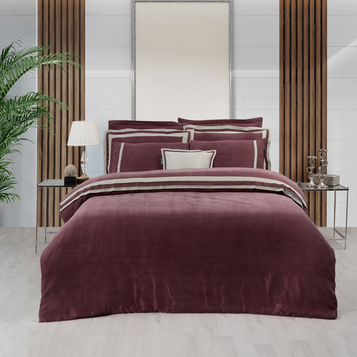 Kimera Cupro Nevresim Takımı King Size Bordo - 2