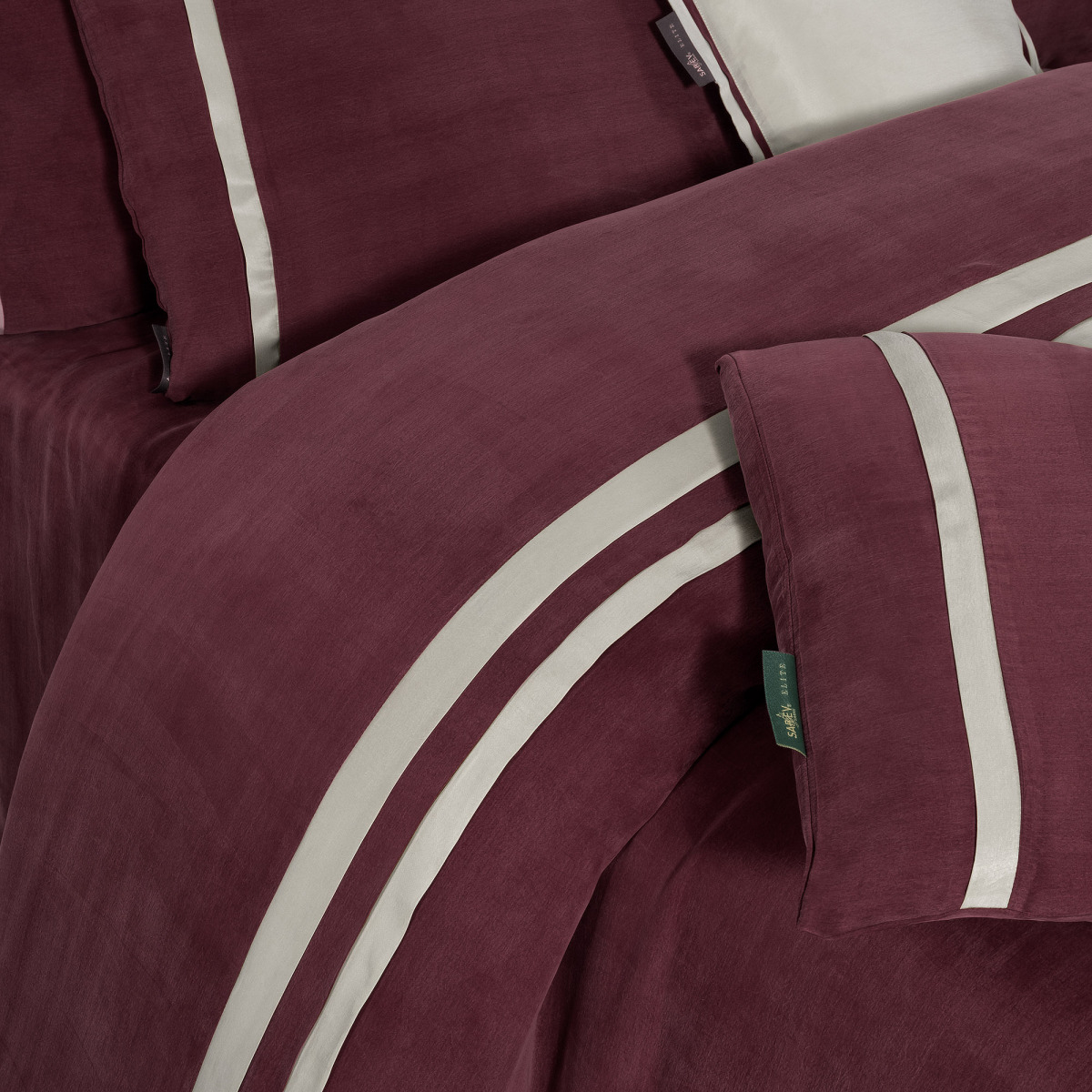 Kimera Cupro Nevresim Takımı King Size Bordo - 4