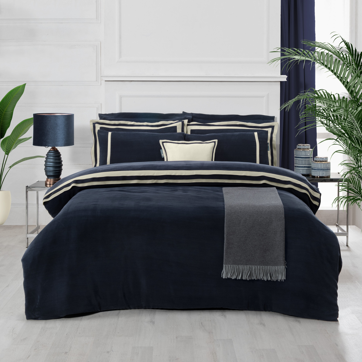 Kimera Cupro Nevresim Takımı Çift Kişilik Lacivert - 1