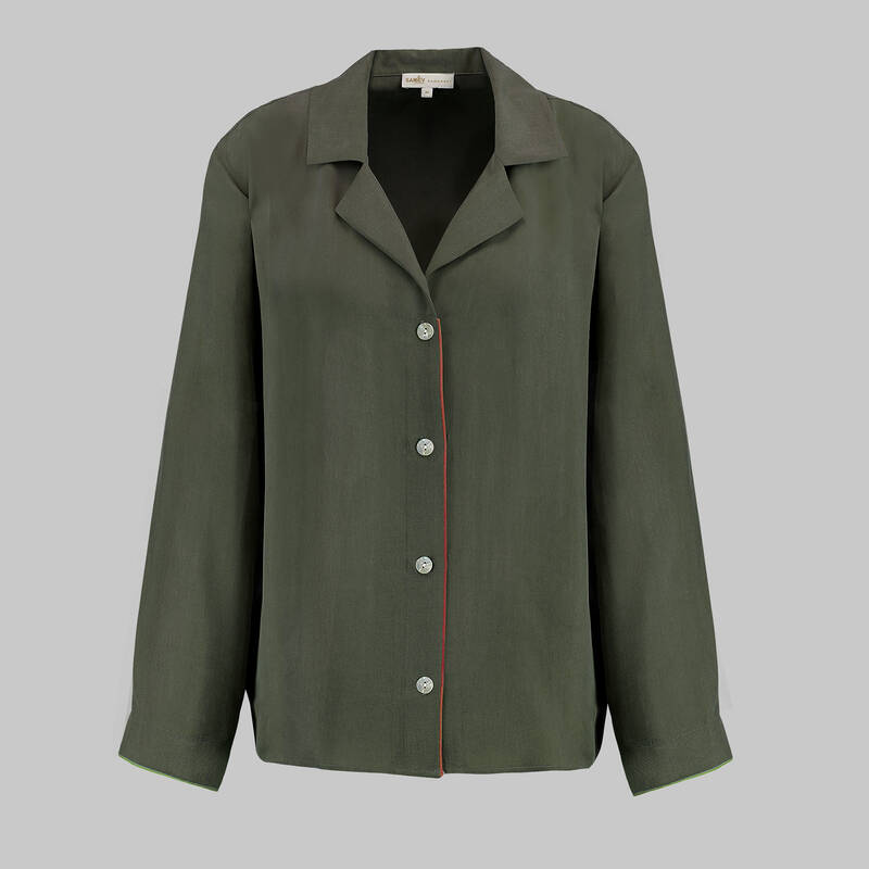 Kimera Cupro Pijama Üstü Yeşil - 1