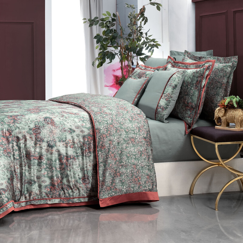 Knidos %100 İpek Saten Çift Kişilik Gri Nevresim Takımı - SAREV