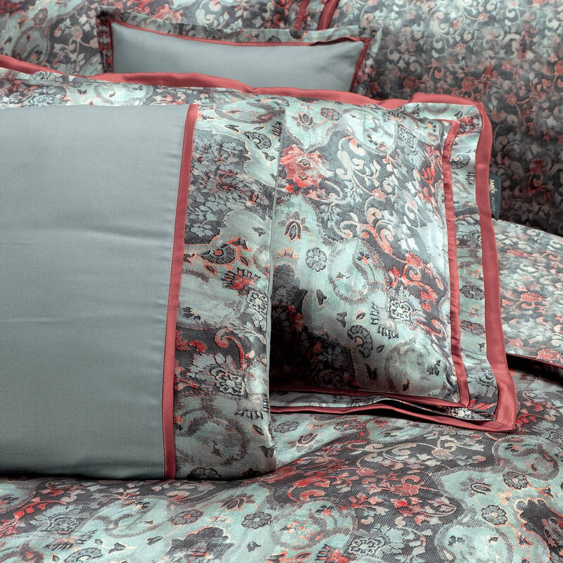 Knidos %100 İpek Saten Çift Kişilik Gri Nevresim Takımı - 3