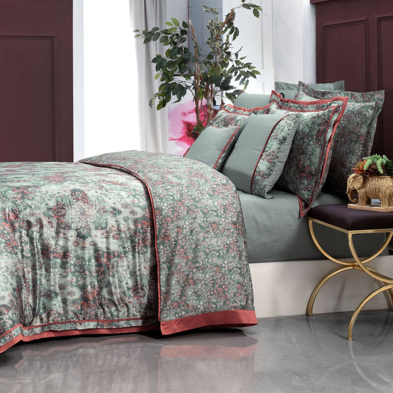 Knidos %100 İpek Saten Çift Kişilik Gri Nevresim Takımı - 2