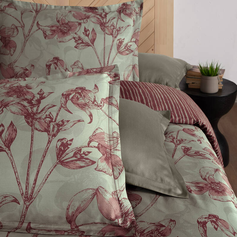 Kristen Saten Çift Kişilik Nevresim Takımı Bordo - 4