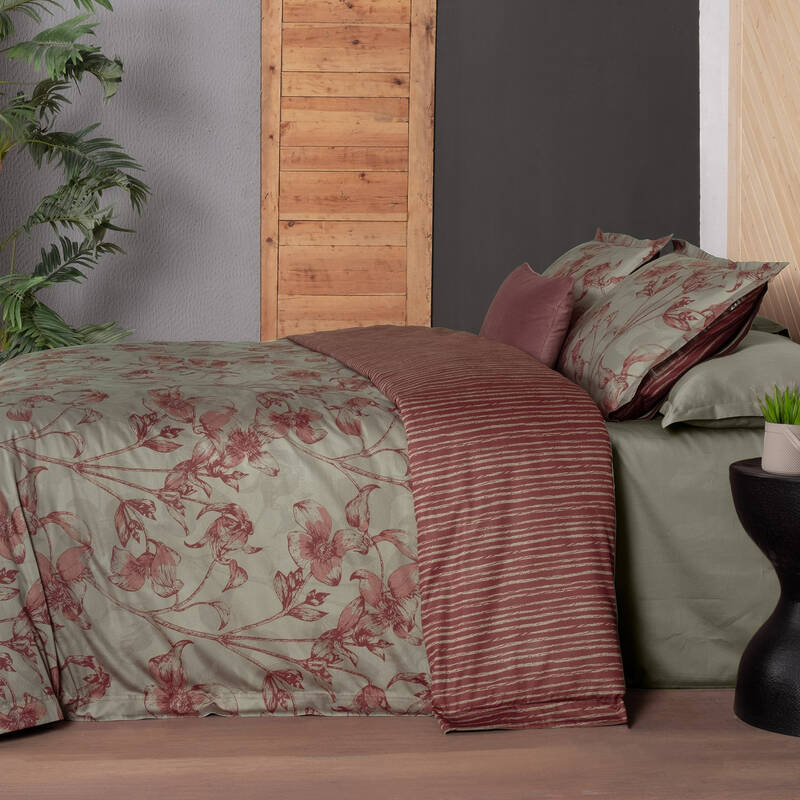 Kristen Saten Tek Kişilik Nevresim Takımı Bordo - 2