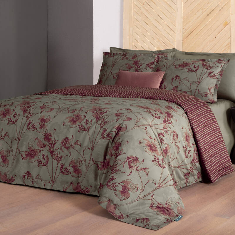 Kristen Saten Tek Kişilik Nevresim Takımı Bordo - 3