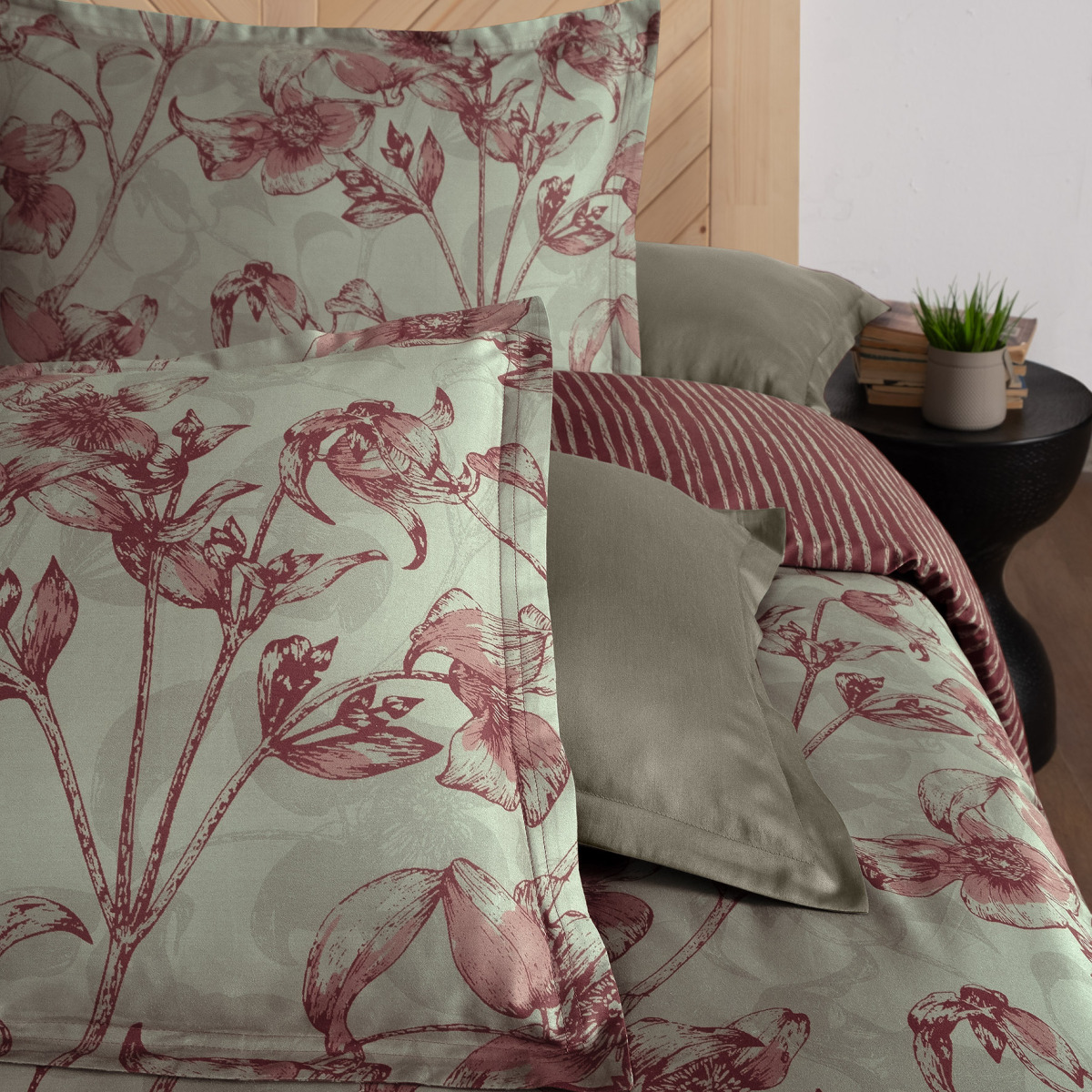 Kristen Saten Tek Kişilik Nevresim Takımı Bordo - 4