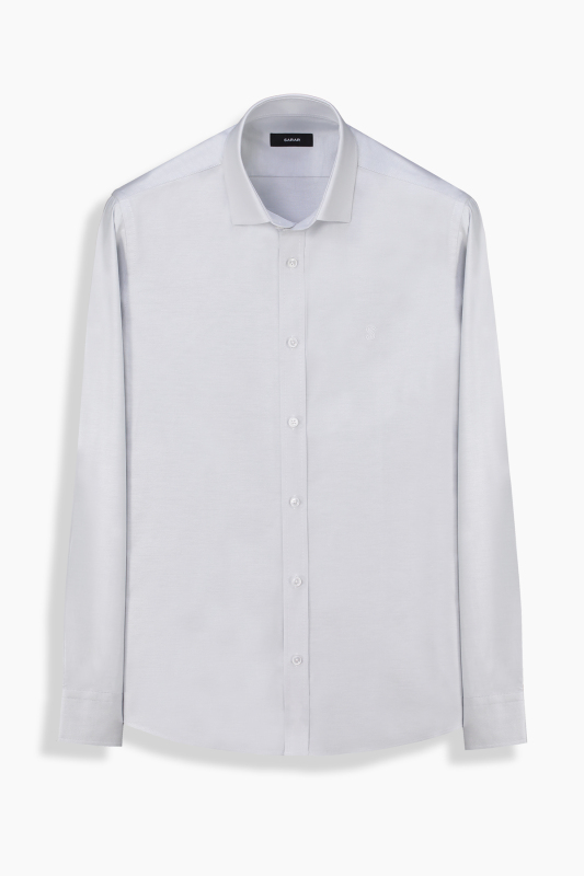 Lapel Uzun Kol Slim Açık Gri Gömlek - SARAR