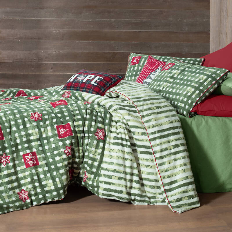 Larası Flanel King Size Yeşil Nevresim Takımı - 2