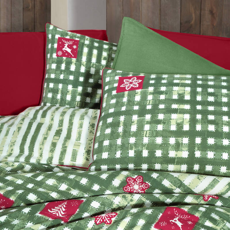 Larası Flanel King Size Yeşil Nevresim Takımı - 3