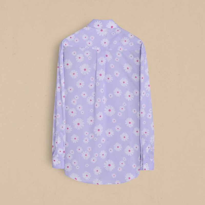 Laura Çiçek Desenli Lila Gömlek - SARAR WOMAN