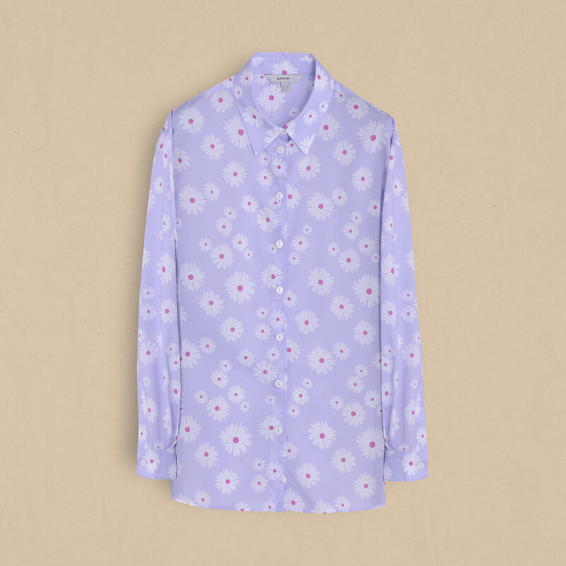 Laura Çiçek Desenli Lila Gömlek - SARAR WOMAN