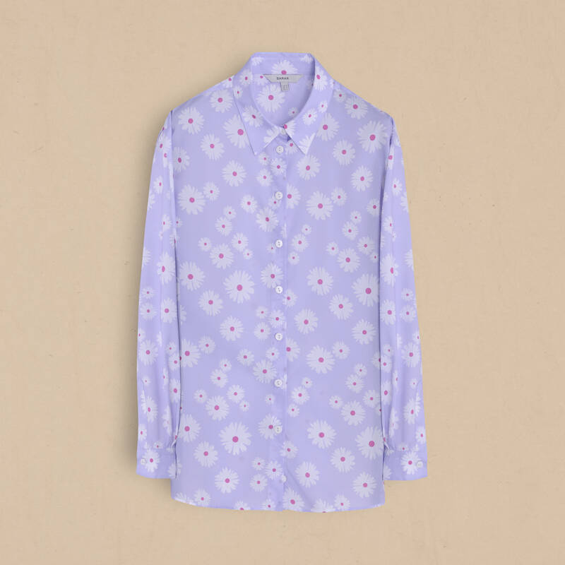 Laura Çiçek Desenli Lila Gömlek - 1