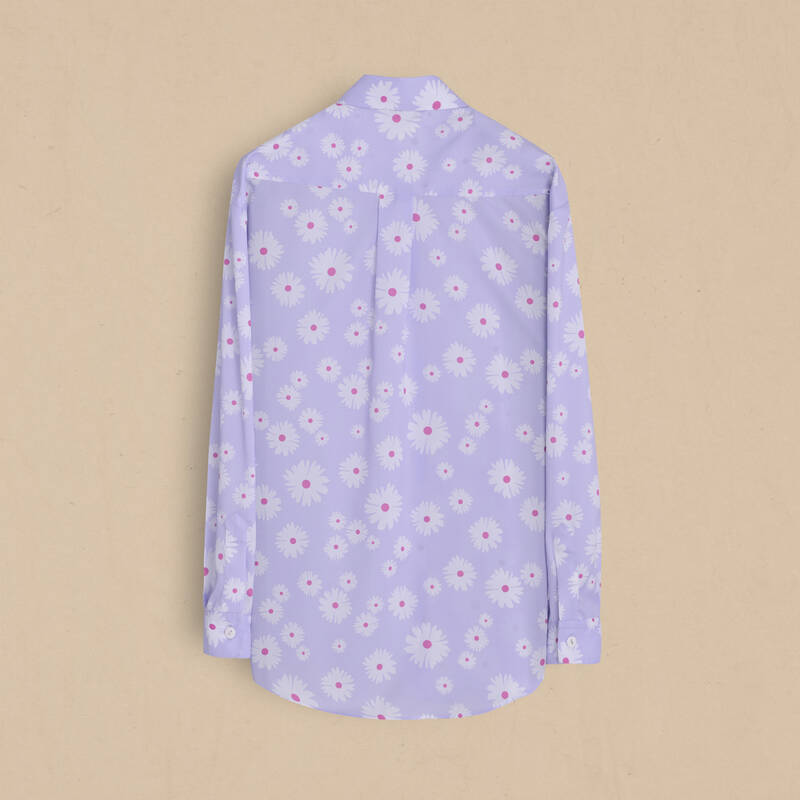 Laura Çiçek Desenli Lila Gömlek - 2