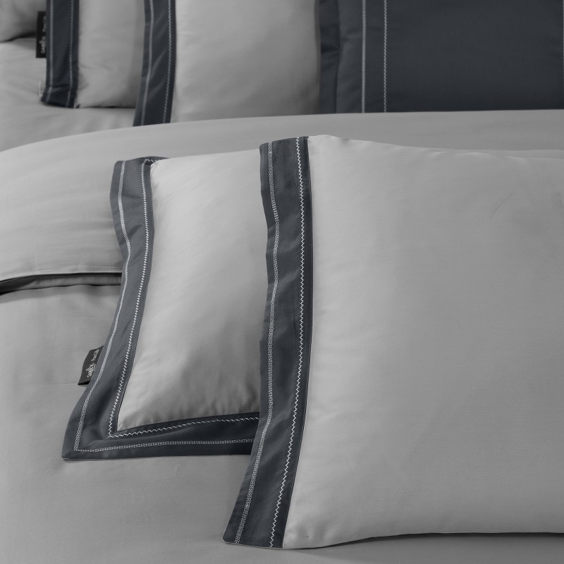 Layana Pamuk Saten Nevresim Takımı King Size Gri - SAREV