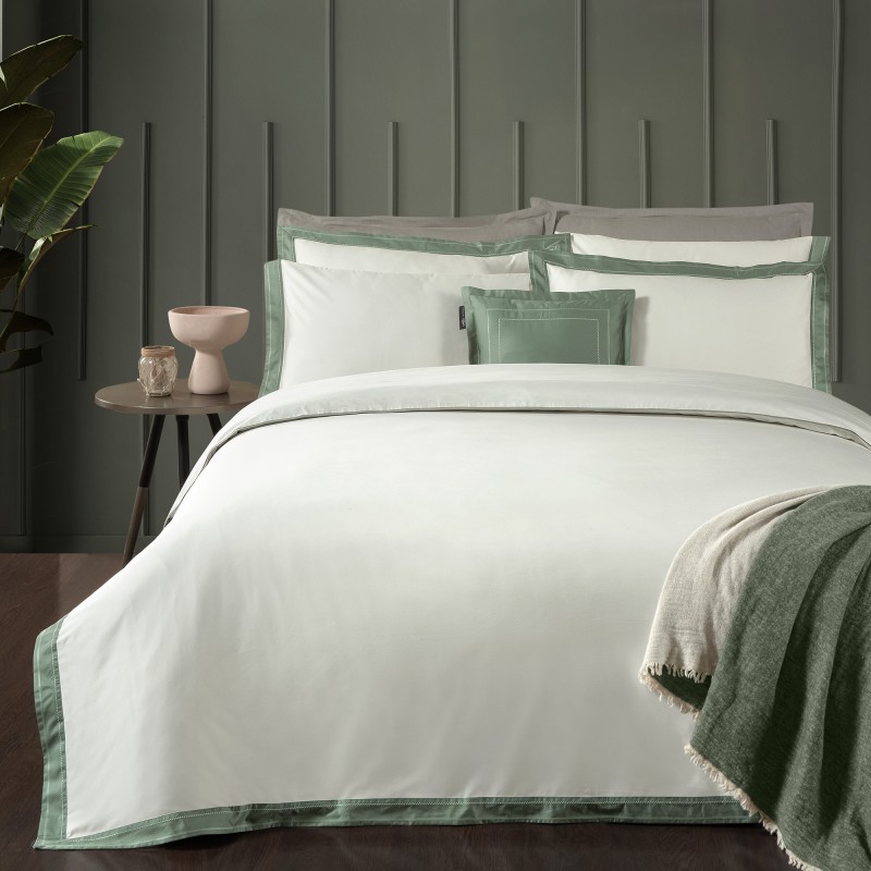 Layana Pamuk Saten Nevresim Takımı Çift Kişilik Yeşil - SAREV
