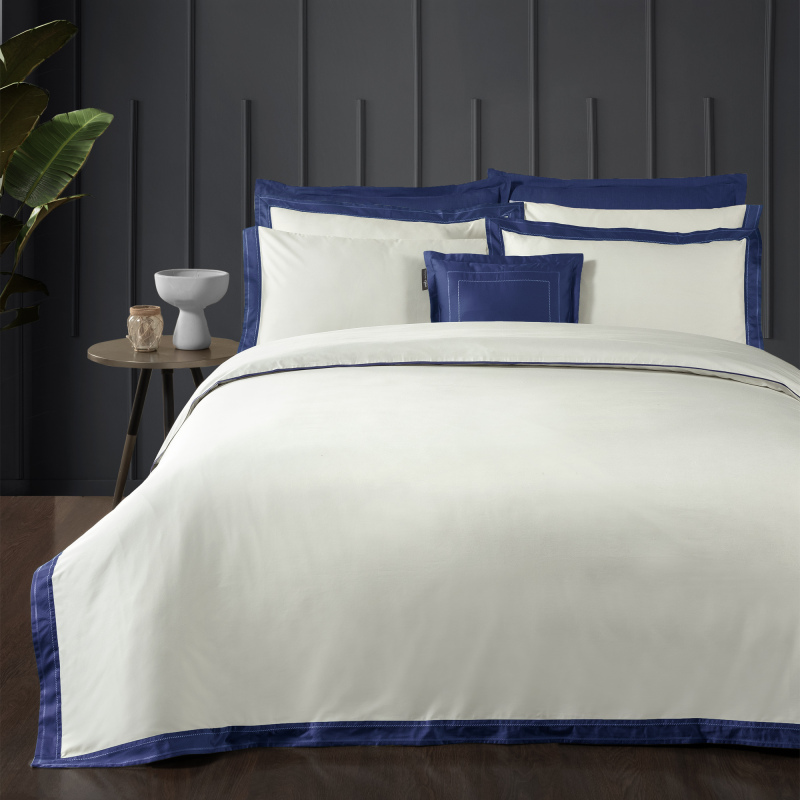 Layana Pamuk Saten Nevresim Takımı Çift Kişilik Lacivert 