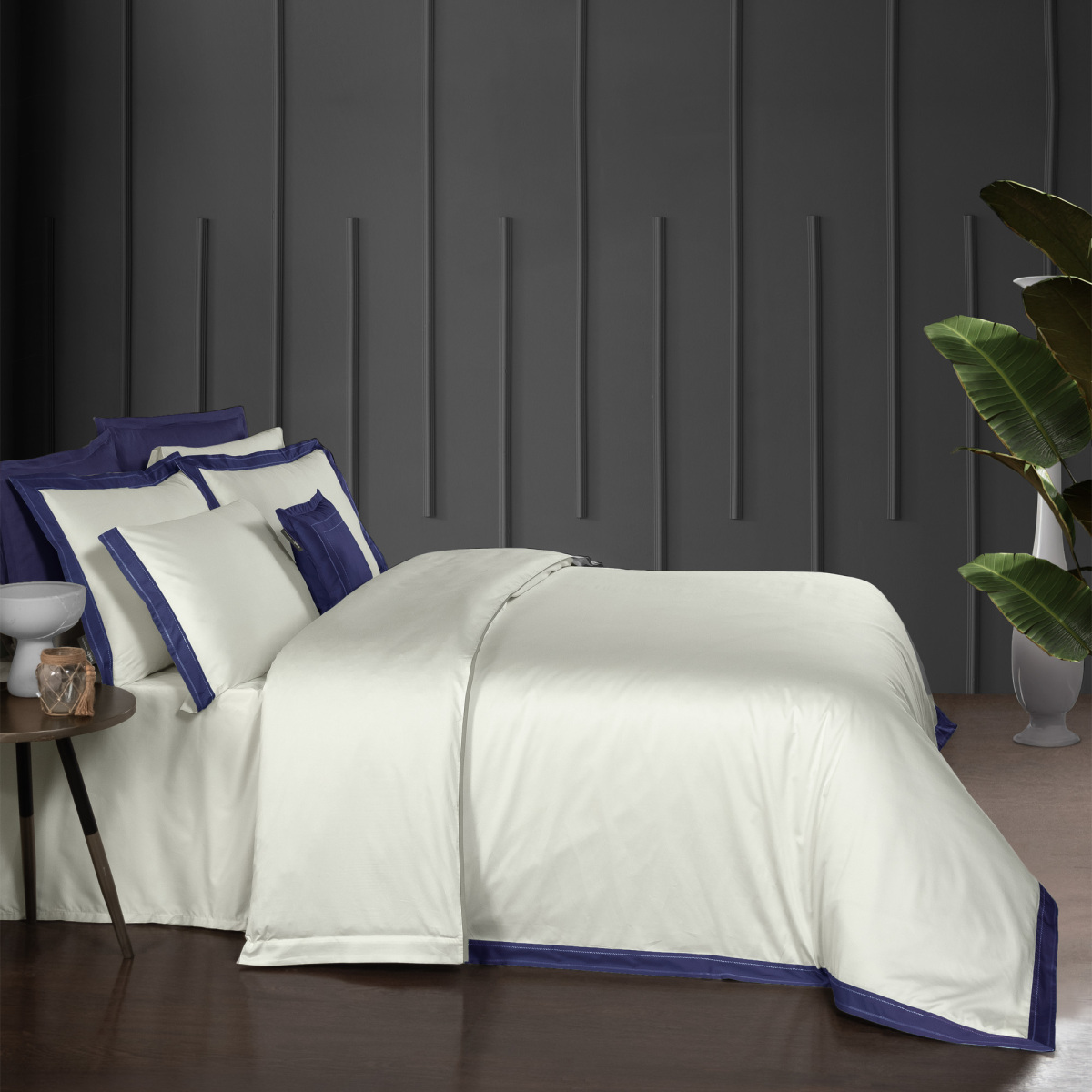 Layana Pamuk Saten Nevresim Takımı Çift Kişilik Lacivert - 3