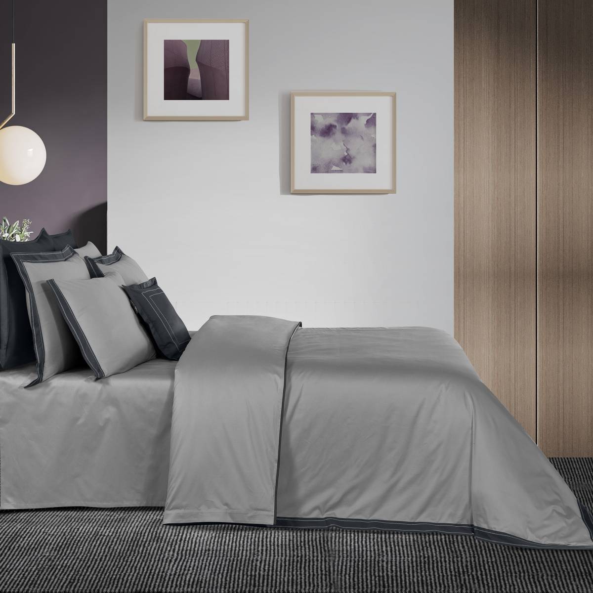 Layana Pamuk Saten Nevresim Takımı Çift Kişilik Gri - 2