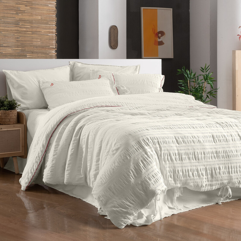 Leon Nevresim Takımı Çift Kişilik Beyaz - SAREV