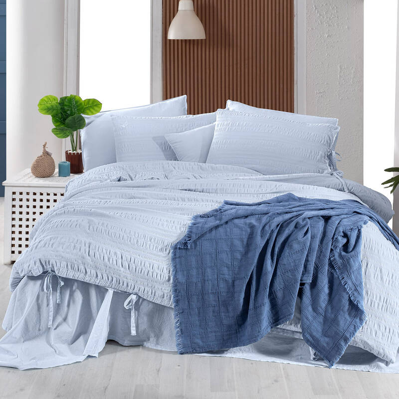 Leon Çift Kişilik Pamuklu Nevresim Takımı Mavi - 1