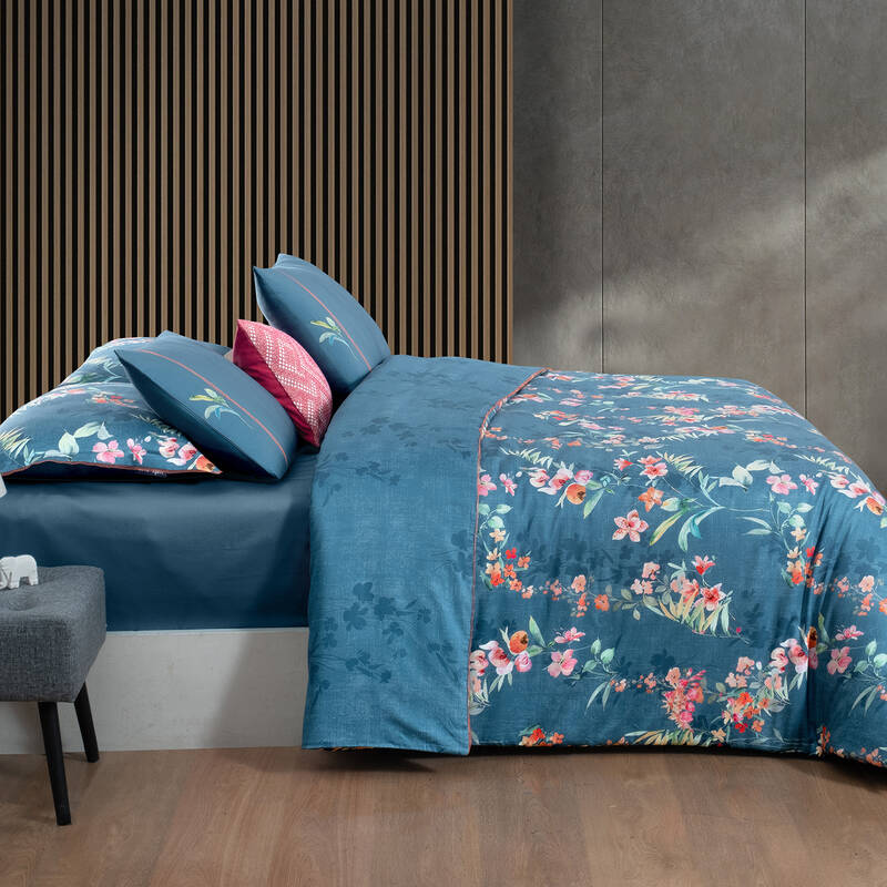 Leticia Pamuk Pamuk Saten Nevresim Takımı Çift Kişilik Mavi - 2