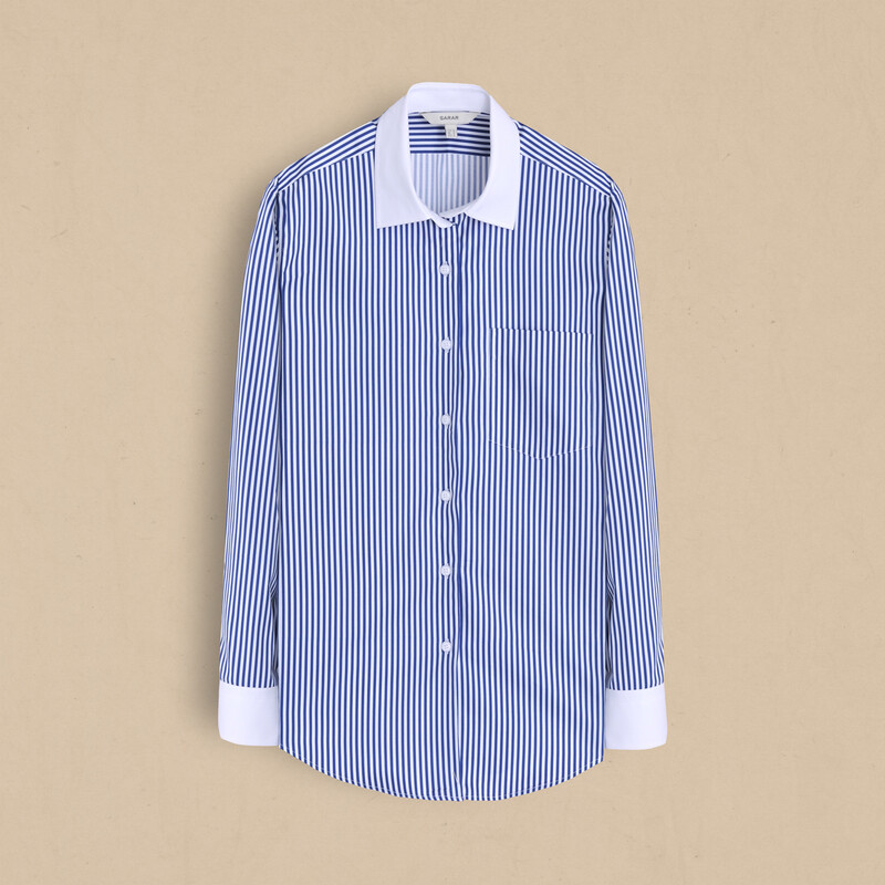 Lidya Çizgili Lacivert Kadın Gömlek - SARAR WOMAN