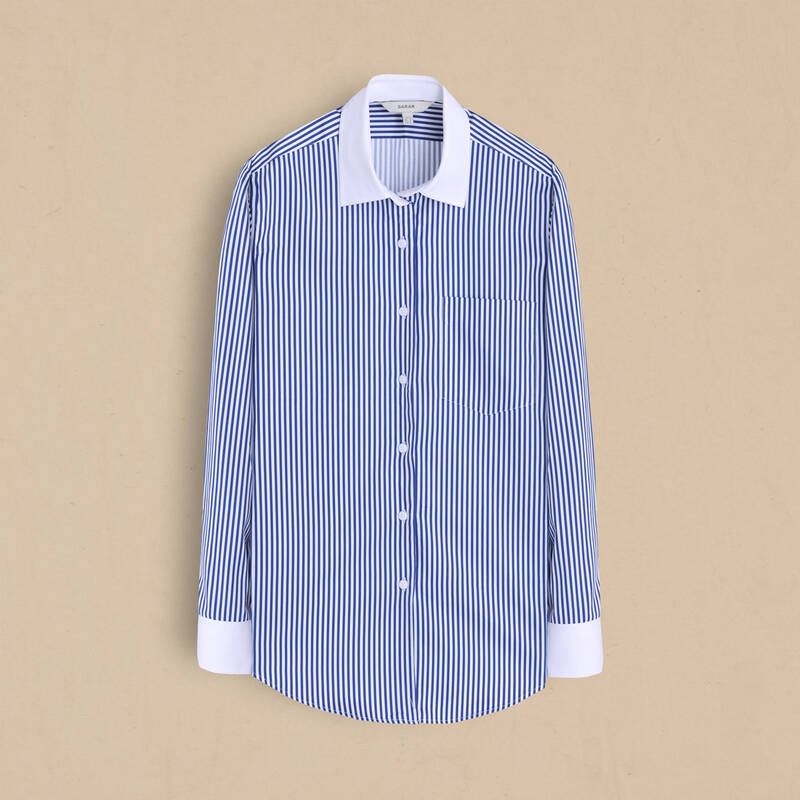 Lidya Çizgili Lacivert Kadın Gömlek - 1