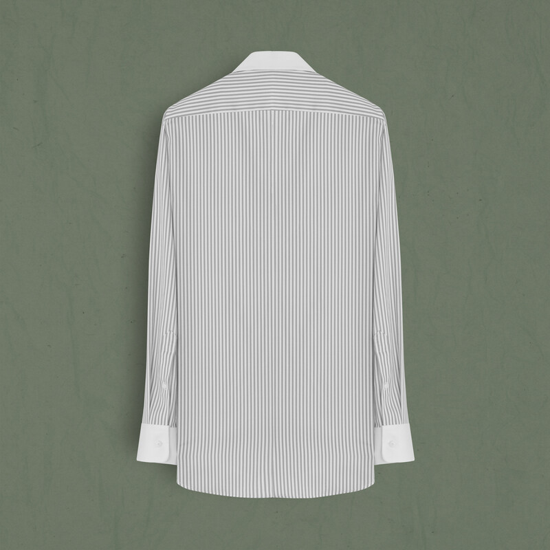 Lidya Çizgili Açık Gri Kadın Gömlek - SARAR WOMAN