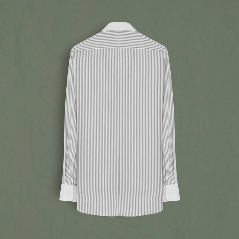 Lidya Çizgili Açık Gri Kadın Gömlek - 2