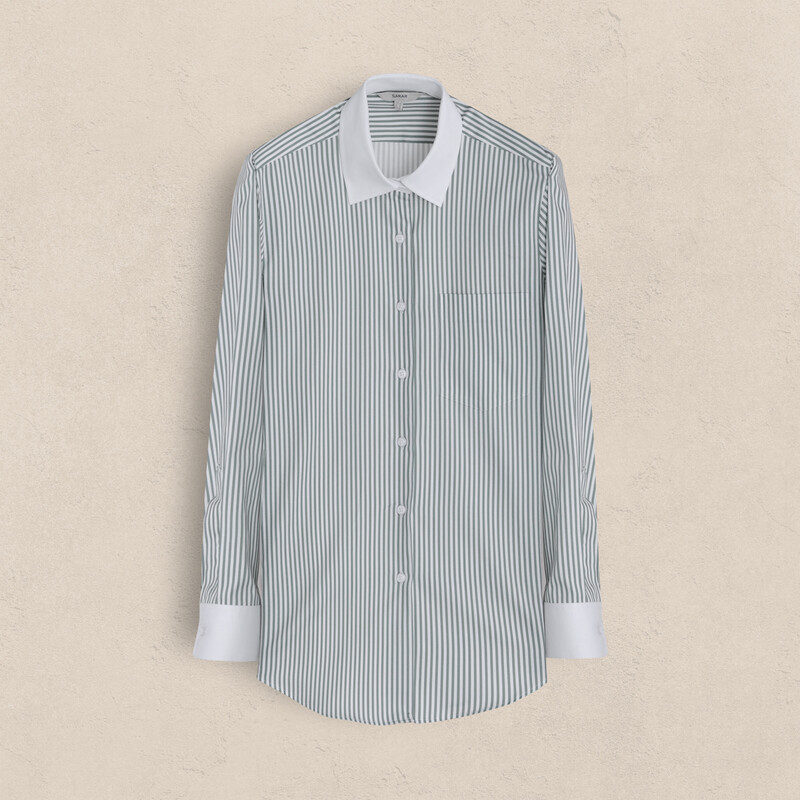 Lidya Çizgili Haki Kadın Gömlek - SARAR WOMAN