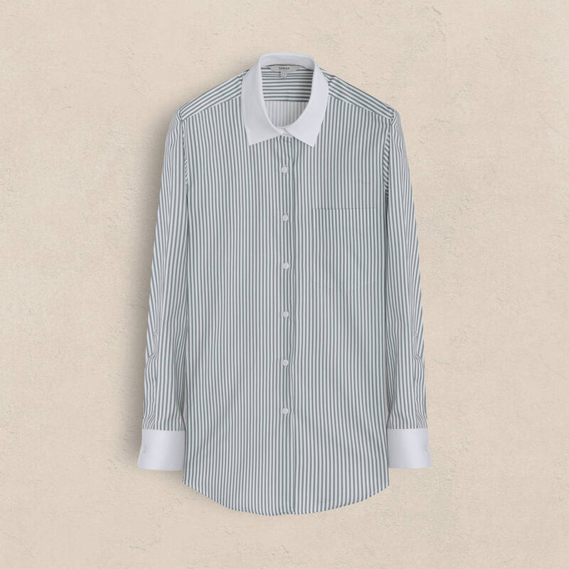 Lidya Çizgili Haki Kadın Gömlek - 1