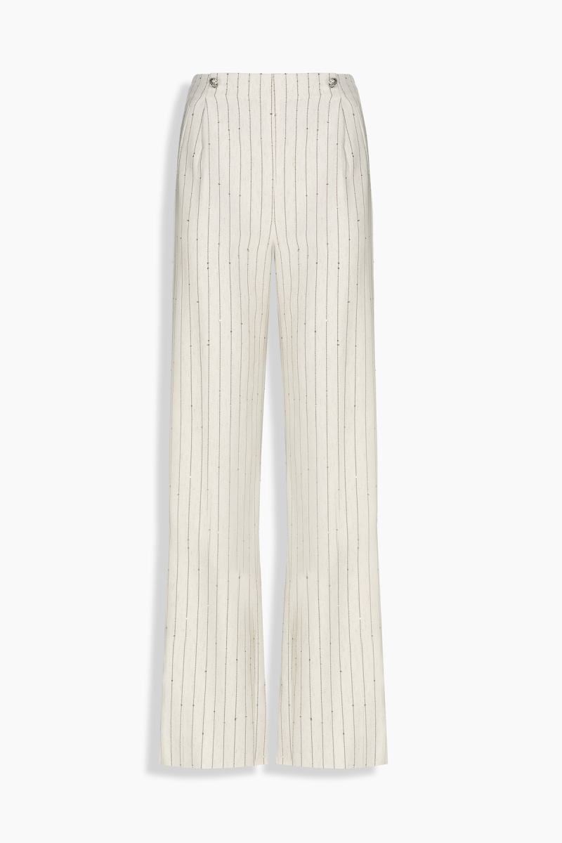 Lora Çizgili Krem Pantolon - 3