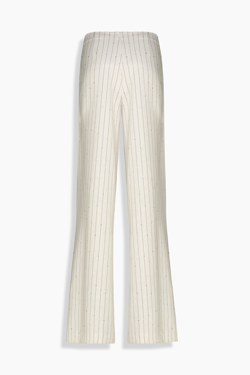 Lora Çizgili Krem Pantolon - 4