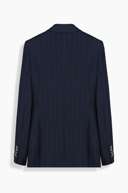 Mara Çizgili Koyu Lacivert Ceket - SARAR WOMAN