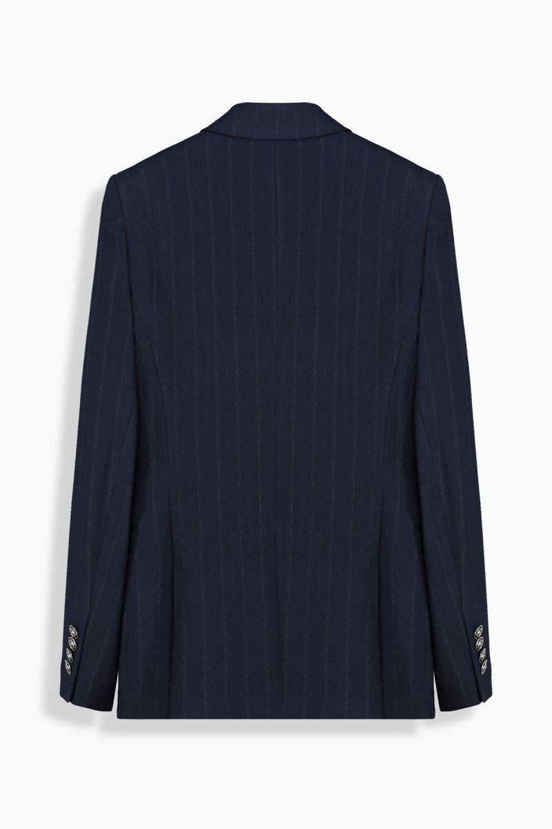 Mara Çizgili Koyu Lacivert Ceket - 2