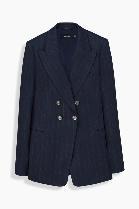 Mara Çizgili Koyu Lacivert Ceket - SARAR WOMAN