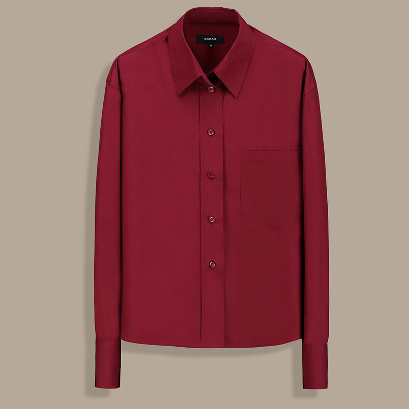 Marcella Uzun Kol Bordo Gömlek 