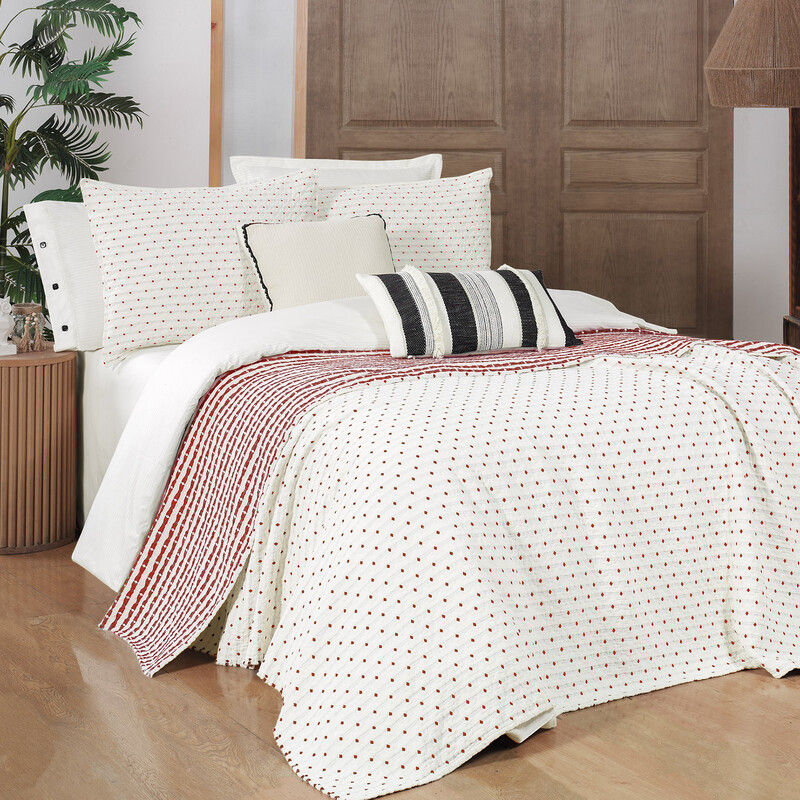 Marvin Yatak Örtüsü Seti Çift Kişilik Kırmızı - SAREV