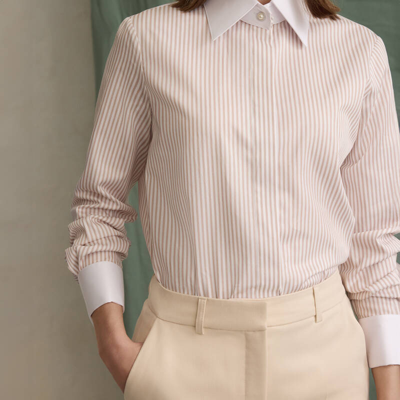 Matilda Çizgili Pudra Gömlek - 1