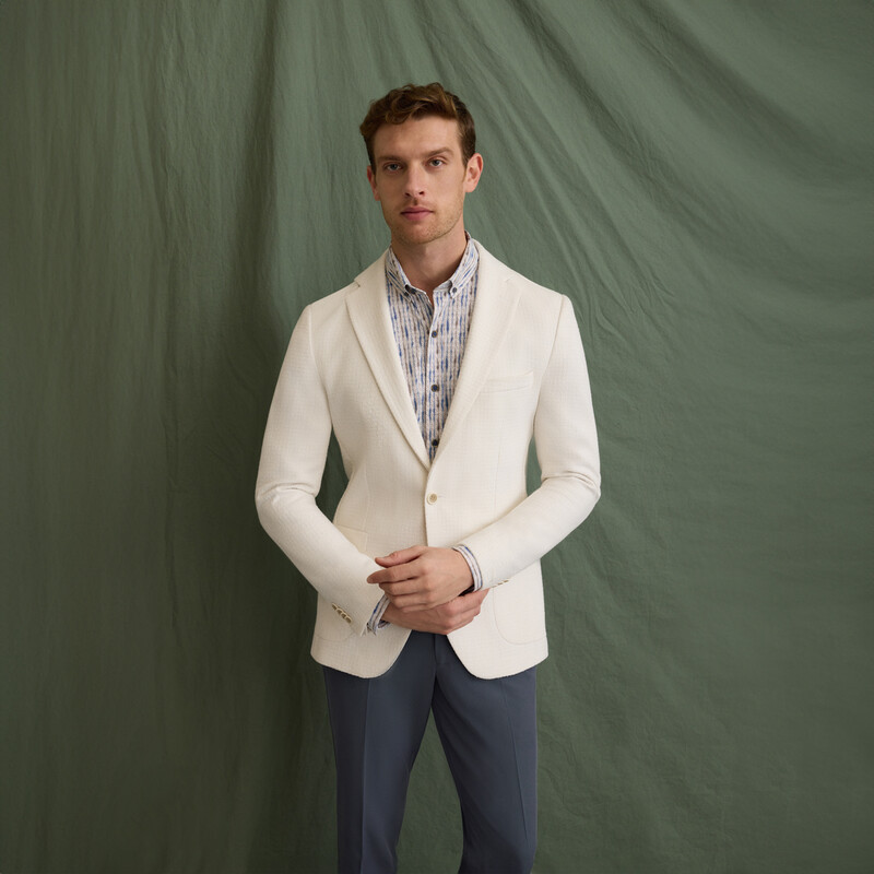 Matteo Ekstra Slim Beyaz Ceket 