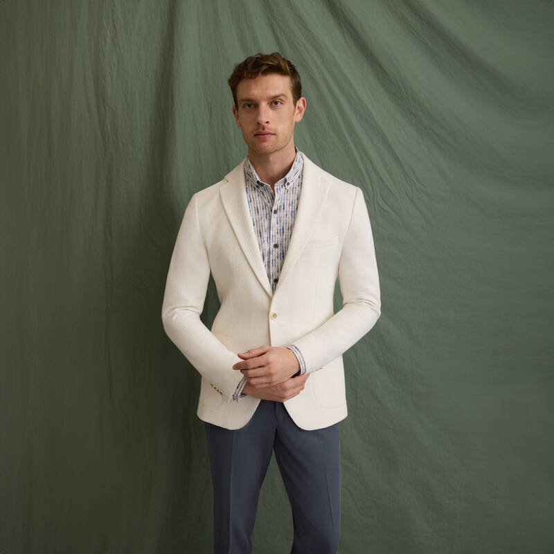 Matteo Ekstra Slim Beyaz Ceket - 1