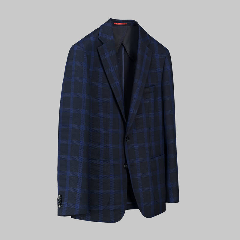 Matteo Ekstra Slim Fit Kareli Lacivert Ceket - 2