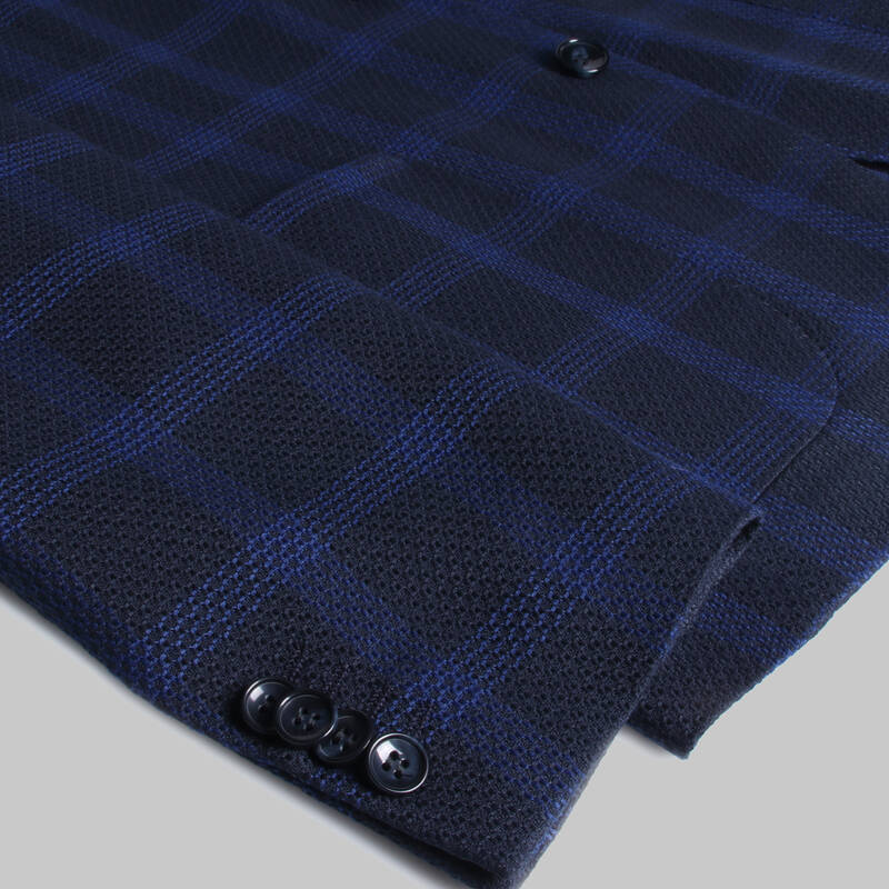 Matteo Ekstra Slim Fit Kareli Lacivert Ceket - 4