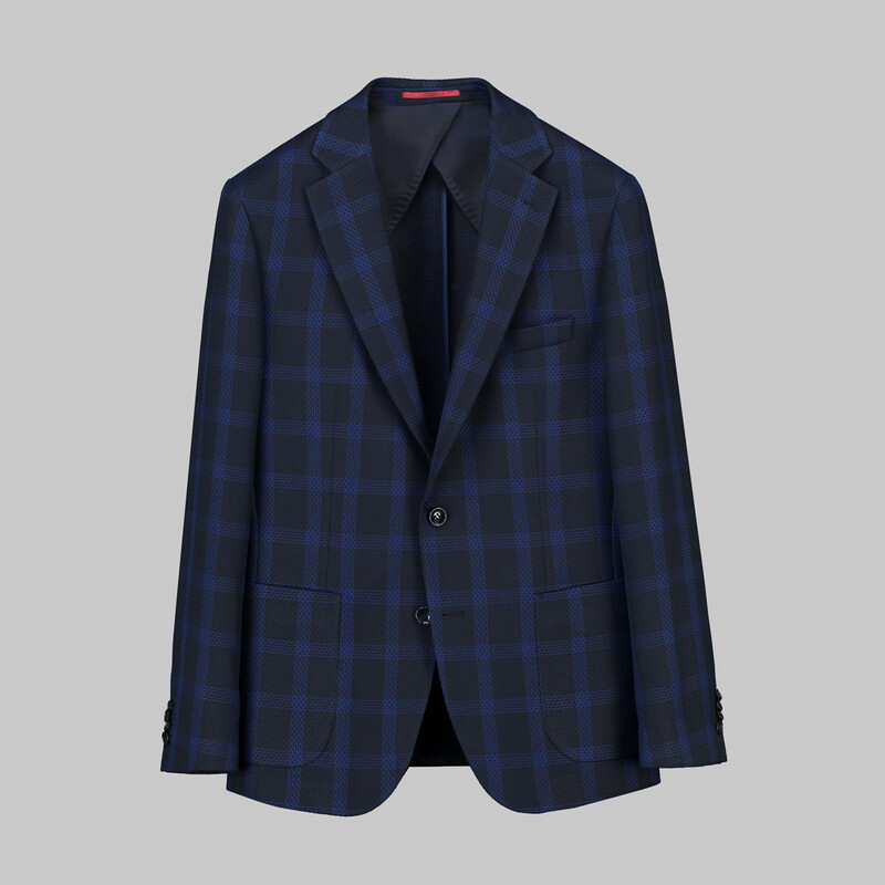 Matteo Ekstra Slim Fit Kareli Lacivert Ceket 