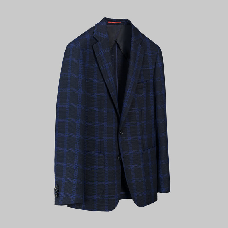 Matteo Ekstra Slim Fit Kareli Lacivert Ceket - INTERVIEW