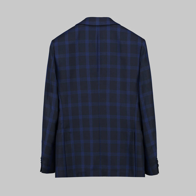 Matteo Ekstra Slim Fit Kareli Lacivert Ceket - 3